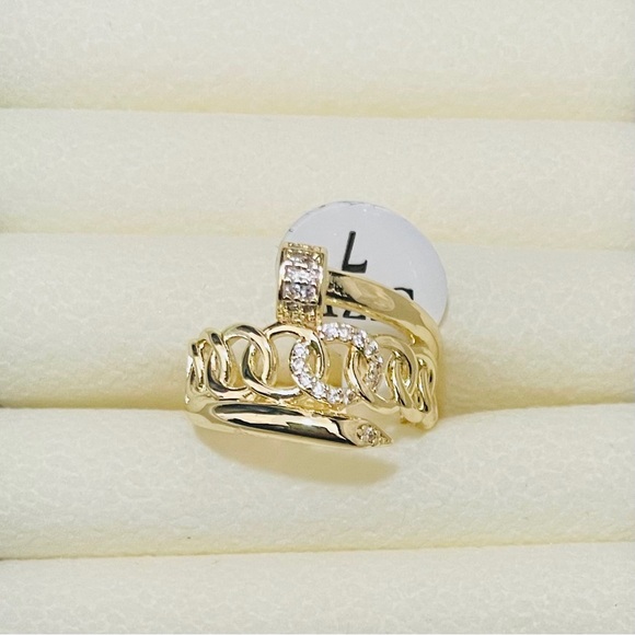 Iced Out Cuban Link Nail Ring 18K Gold Filled Designer Inspired Size 7 - Picture 3 of 10